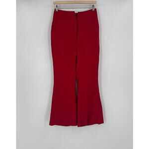 Rosa Cha Womens Red Crepe V Waist Cropped Wide Leg Trouser Pants Sz 36